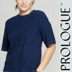 *NEW! WOMEN'S CREW NECK KNIT PULL OVER TOP BLOUSE SHORT SLEEVE SWEATER NAVY XS